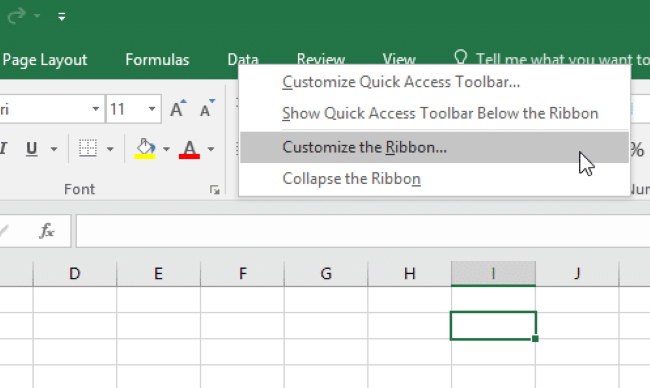 first step on how to add developer tab in excel