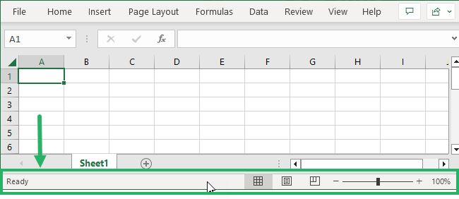 Status bar in Excel