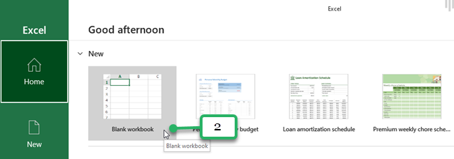 click blank workbook option to create a workbook