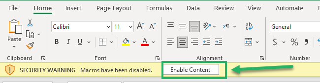 The Enable macros permanently