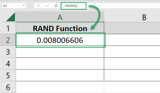 Excel generates a random decimal number