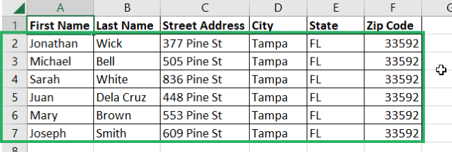 recipient information