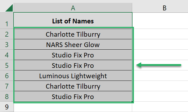 Selection of data