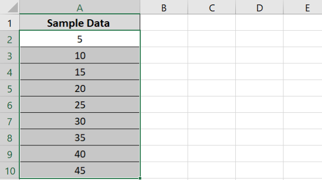 Selection dialog box for creating Excel named range 