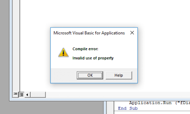 This excel vba range object produces an error since there's no property or method.