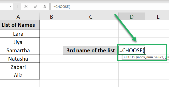 CHOOSE function Excel template