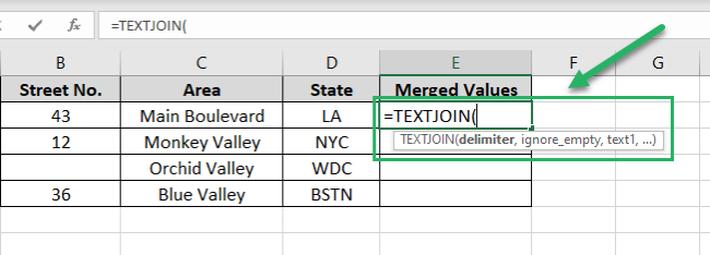 Writing the TEXTJOIN function