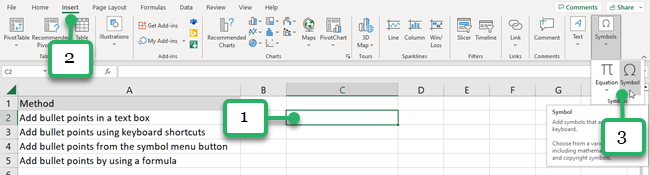 add bullets symbols group