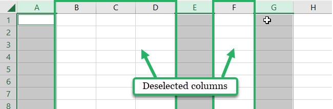 deselect all the cells in the column