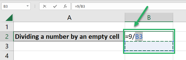 Dividing a number by an empty cell