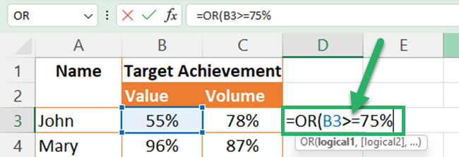 Entering logical values - 1st logical value