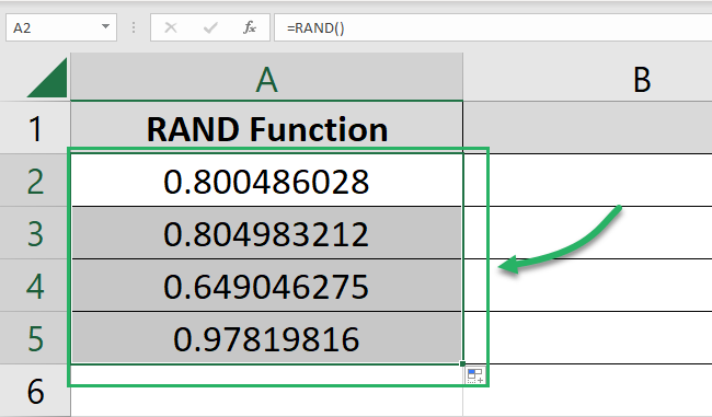 Excel generates random values