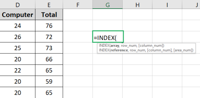 INDEX formula