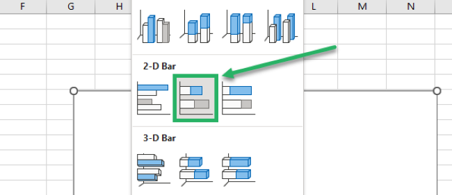 Selecting stacked bar chart type to create Gantt charts