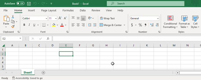 excel worksheet of a blank workbook