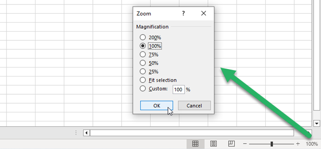 zoom dialog box