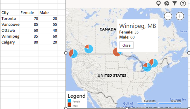 Bing Maps Excel add-in for data visualization