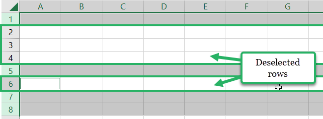 deselect feature on rows