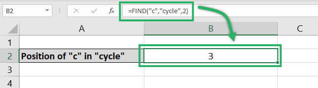 Excel sets the starting position to 2