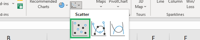 Select Insert Scatter for chart type 