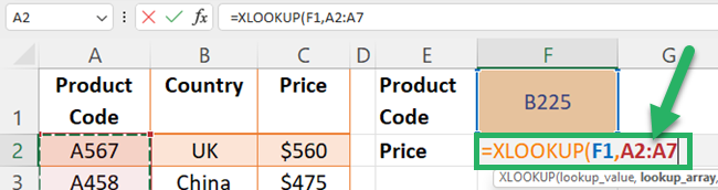 Selecting the lookup column to search for lookup values