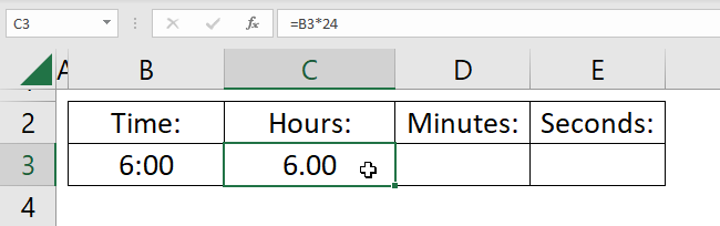 hours in decimal value