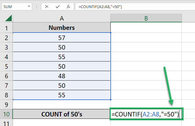 Writing the COUNTIF function