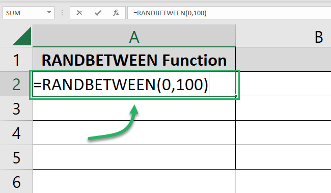 Writing the Excel RANDBETWEEN function