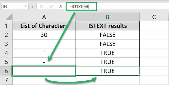 Using the ISTEXT function