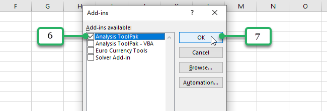 06 check analysis check analysis toolpak check box
