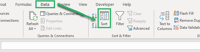 Sorting data for more than one column