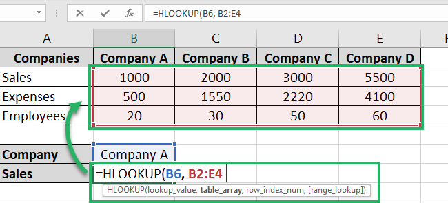 Table array argument