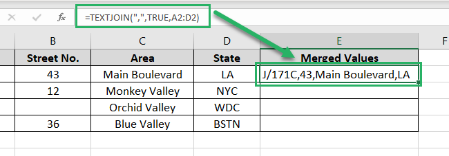 TEXTJOIN combine multiple cells in Excel