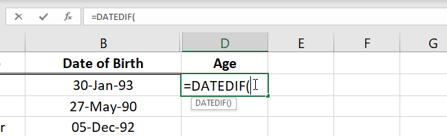 07 datedif function calculate age using datedif formula