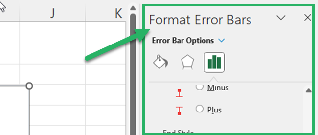 Open the format error bars pane