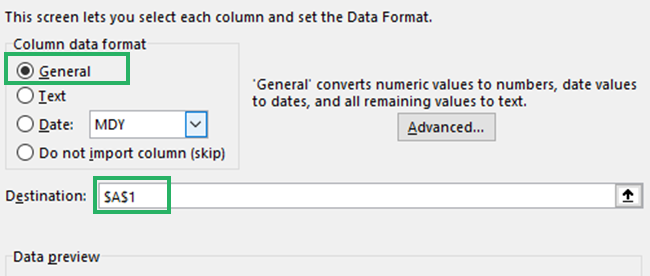 Selecting column format for column b 