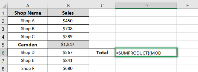 Mod for odd numbers divided - odd rows 