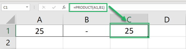 Using the PRODUCT function