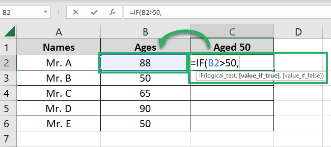 The logical condition for the IF function
