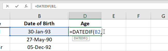 08 first arg datedif function calculates exact age from birth date or specified date