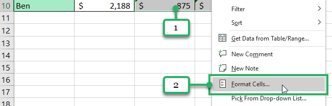 click format cells