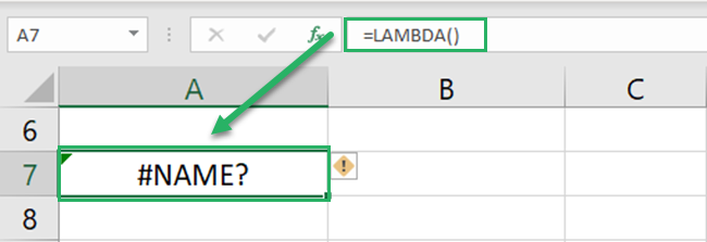 Excel 2018 doesn't recognize the LAMBDA function