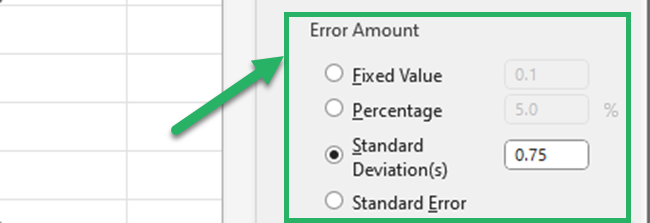 Add custom error amount for error bars in Excel