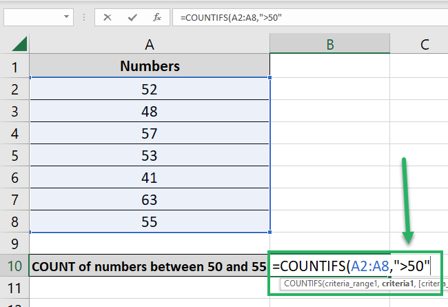 Writing the first criteria range