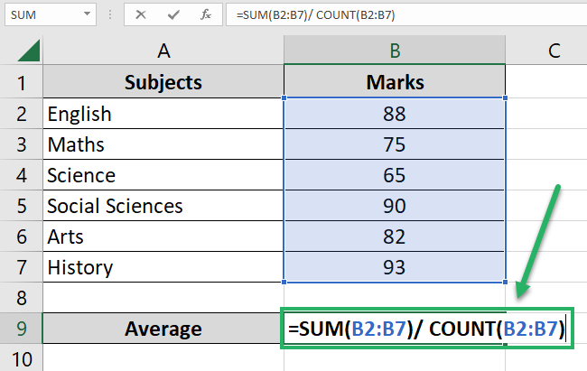 Dividing by the COUNT function