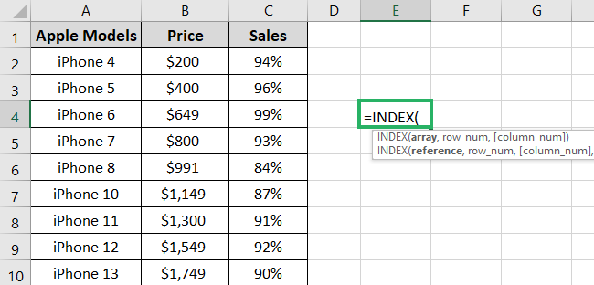 INDEX function