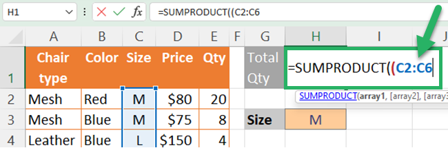 Select the array for the logical test