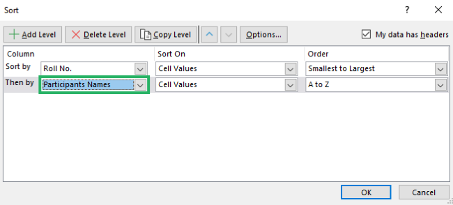 Selecting Participants names