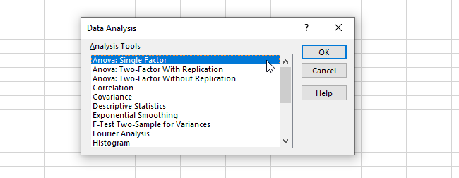 09 single factor data analysis tools menu