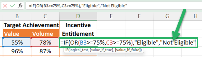 Providing the value to be returned if the logical test result is False.